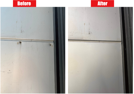 金属板　穴補修